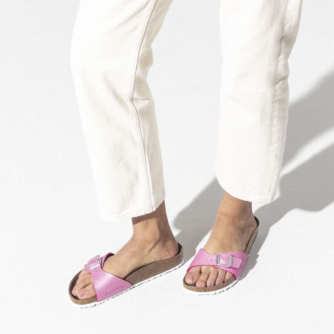 Birkenstock Madrid Birko-Flor One Strap Sandals Fuchsia | BaHSxwWcB4Q