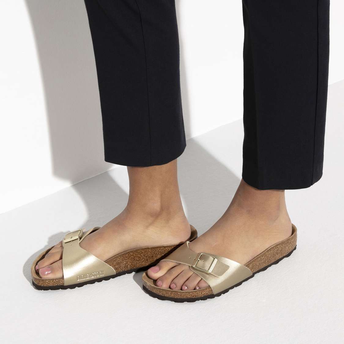 Birkenstock Madrid Birko-Flor One Strap Sandals Gold | Ei6VmIpiirI