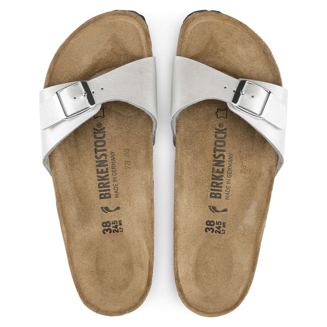 Birkenstock Madrid Birko-Flor One Strap Sandals Silver | QTlp6W8BaLC