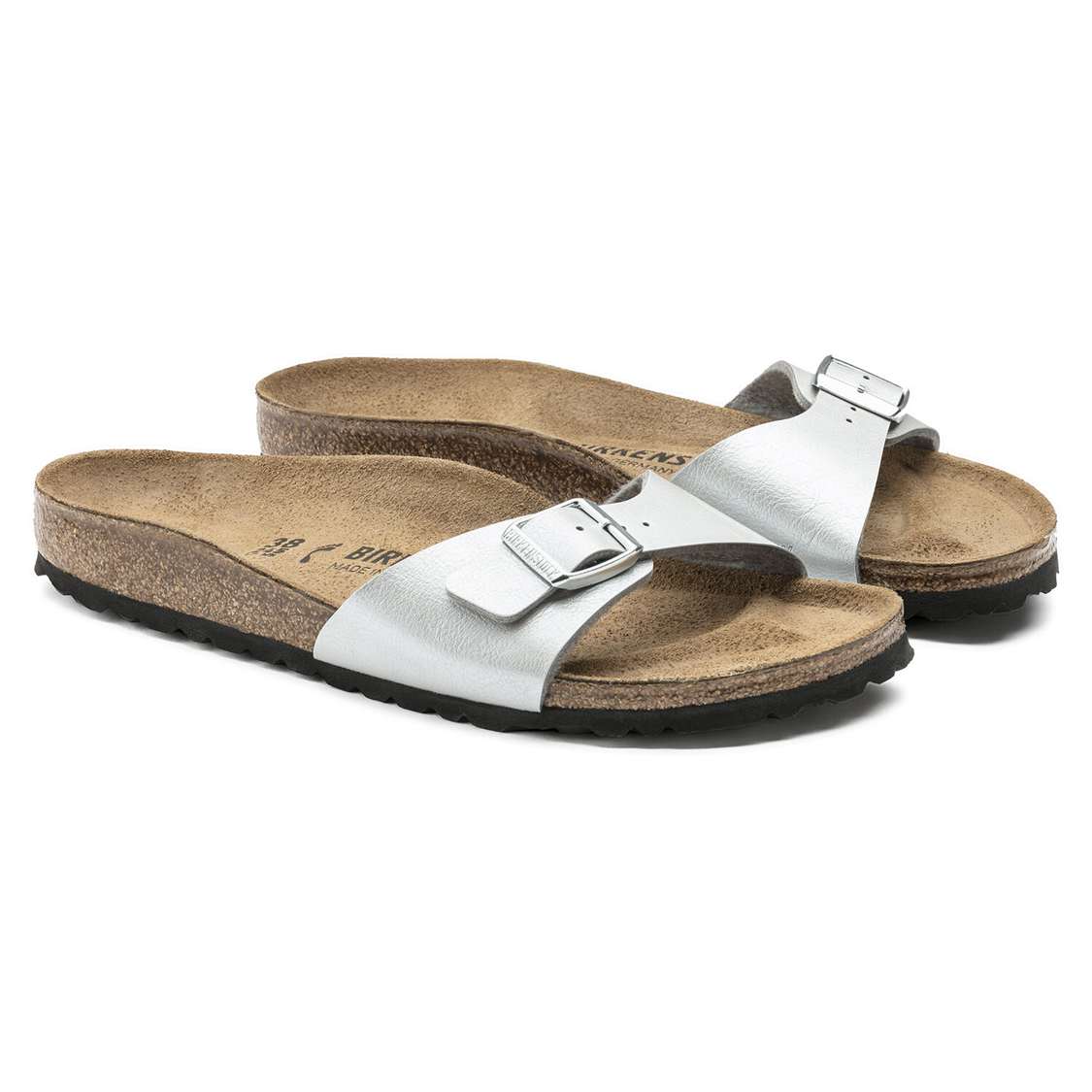 Birkenstock Madrid Birko-Flor One Strap Sandals Silver | QTlp6W8BaLC