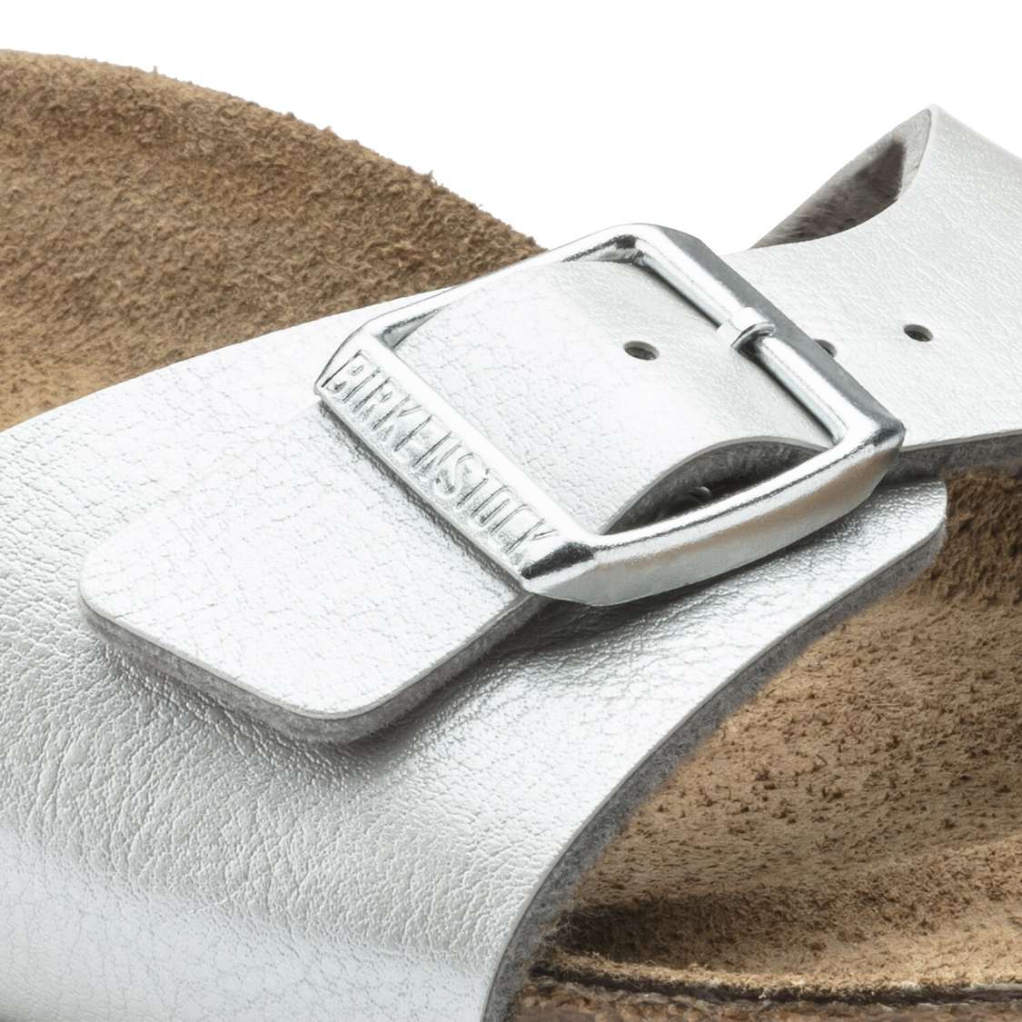 Birkenstock Madrid Birko-Flor One Strap Sandals Silver | QTlp6W8BaLC