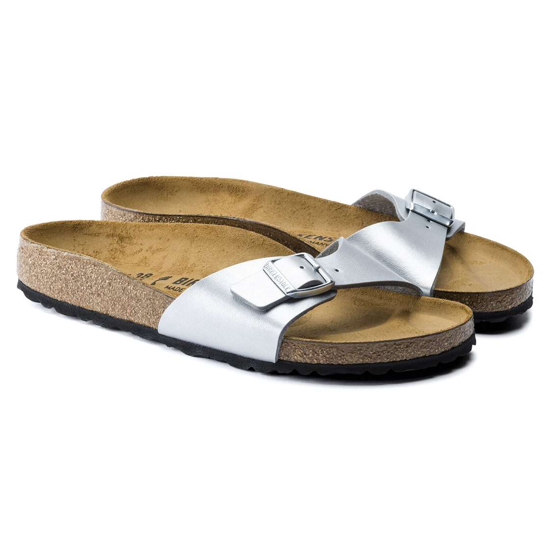 Birkenstock Madrid Birko-Flor One Strap Sandals Silver | Uj7fs8IJFM2