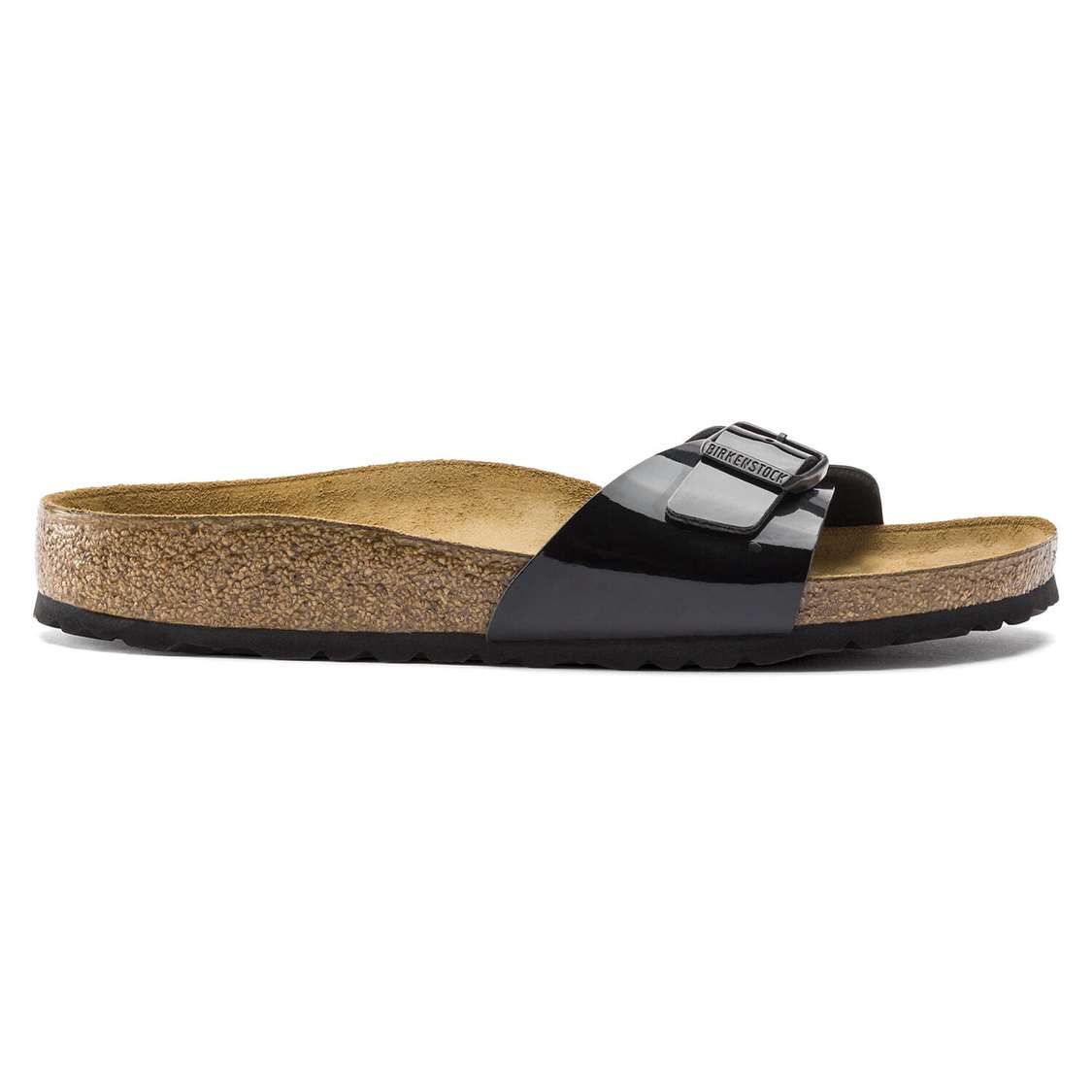 Birkenstock Madrid Birko-Flor Patent One Strap Sandals Black | 4KqggXXy8y9