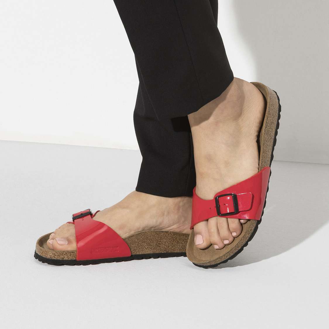 Birkenstock Madrid Birko-Flor Patent One Strap Sandals Pink | SmTmNLhibBt