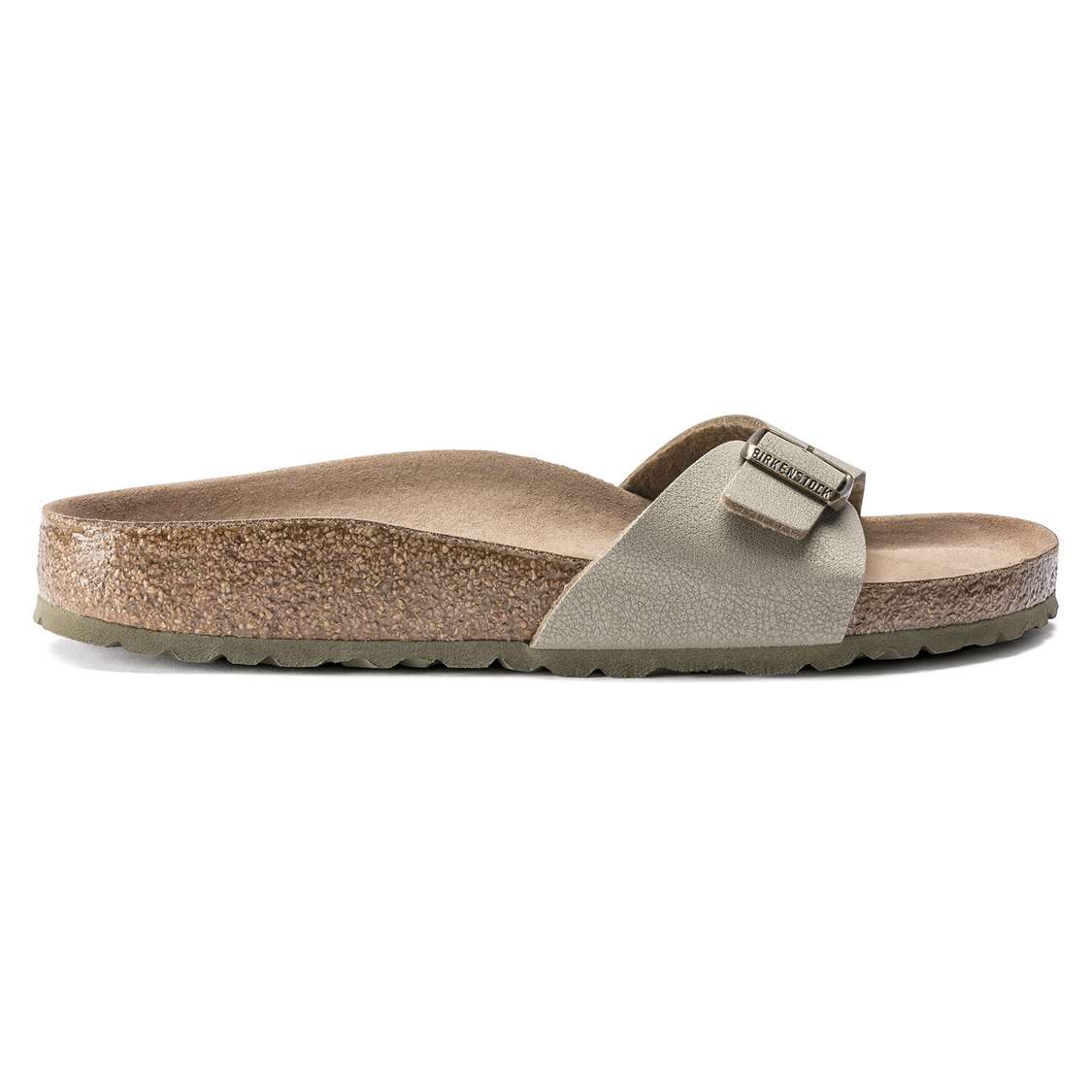 Birkenstock Madrid Vegan Birko-Flor One Strap Sandals Khaki | YPFpcn7TCp5