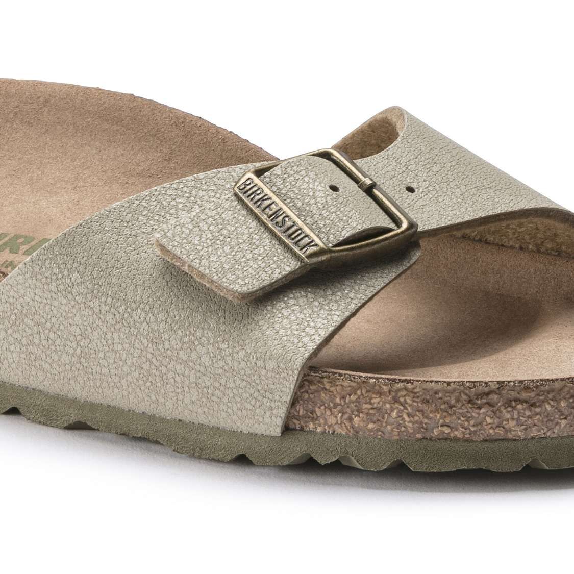 Birkenstock Madrid Vegan Birko-Flor One Strap Sandals Khaki | YPFpcn7TCp5