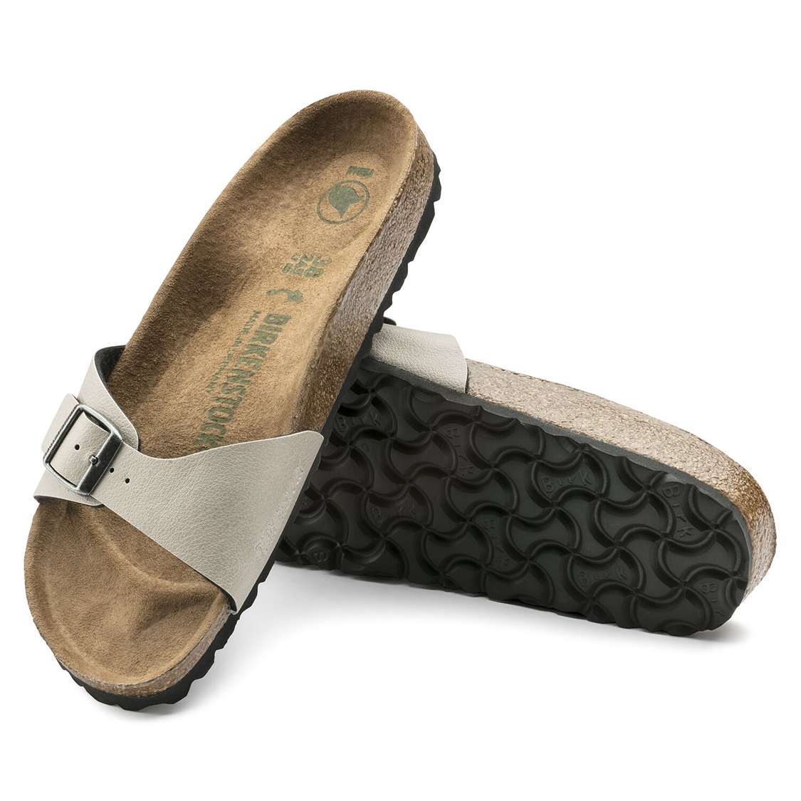 Birkenstock Madrid Vegan Birko-Flor One Strap Sandals Grey | eQAOYIkwVFH