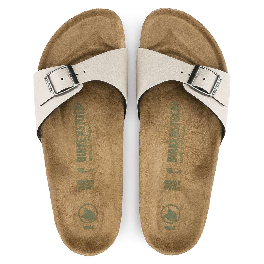 Birkenstock Madrid Vegan Birko-Flor One Strap Sandals Grey | eQAOYIkwVFH