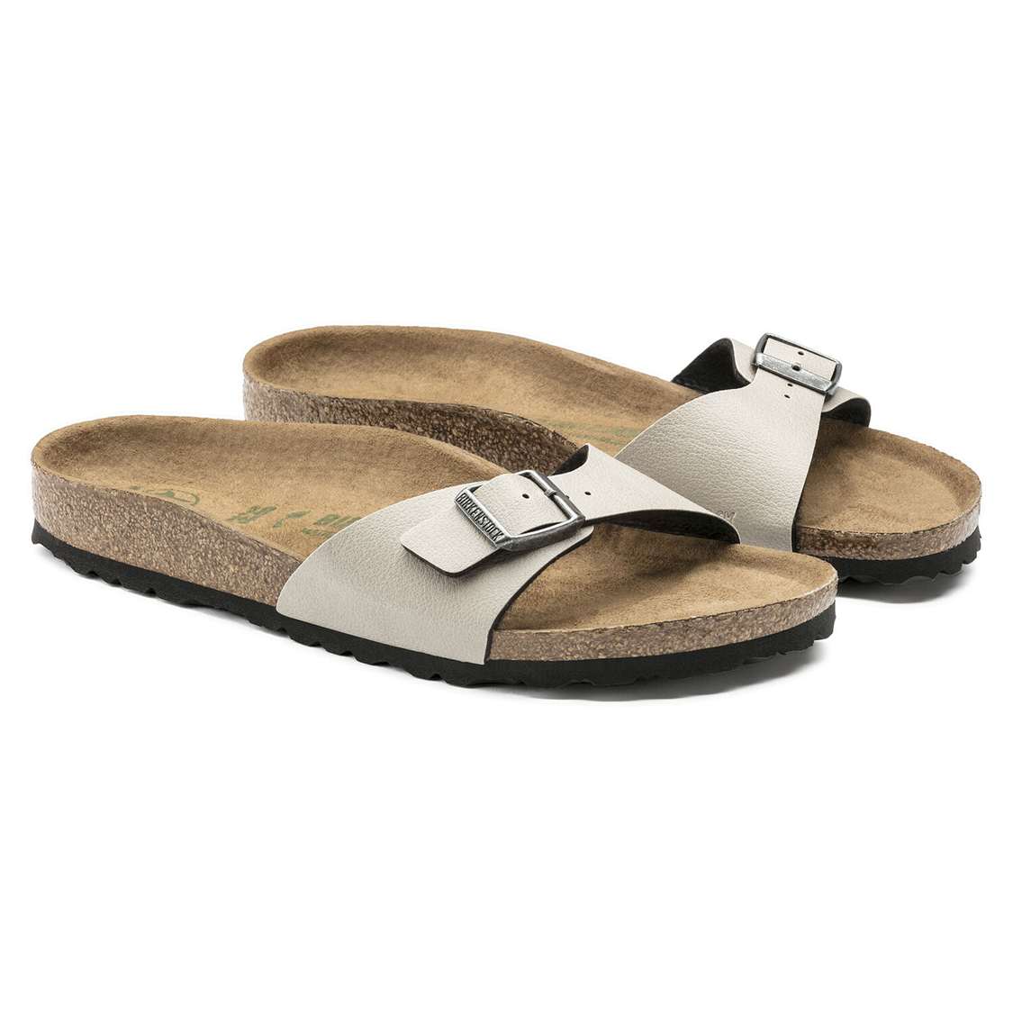 Birkenstock Madrid Vegan Birko-Flor One Strap Sandals Grey | eQAOYIkwVFH