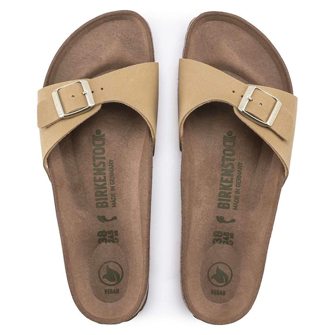 Birkenstock Madrid Vegan Birko-Flor One Strap Sandals Cream | pSy3XEJlTB1