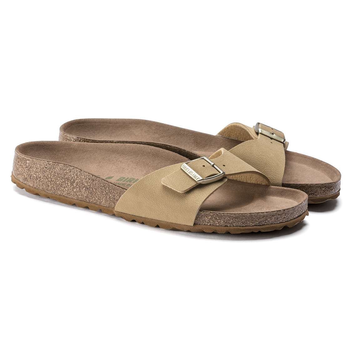 Birkenstock Madrid Vegan Birko-Flor One Strap Sandals Cream | pSy3XEJlTB1