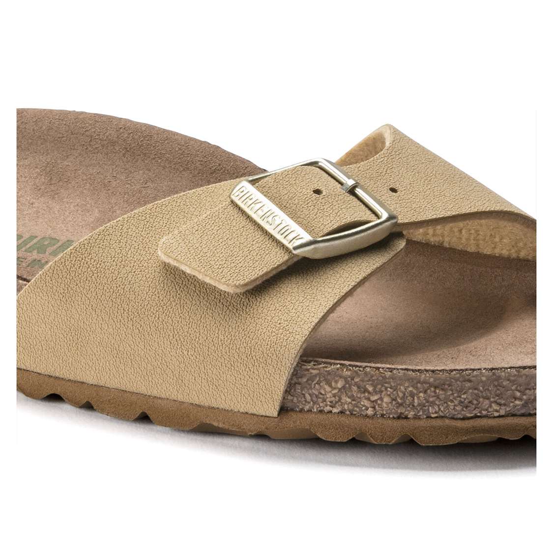 Birkenstock Madrid Vegan Birko-Flor One Strap Sandals Cream | pSy3XEJlTB1