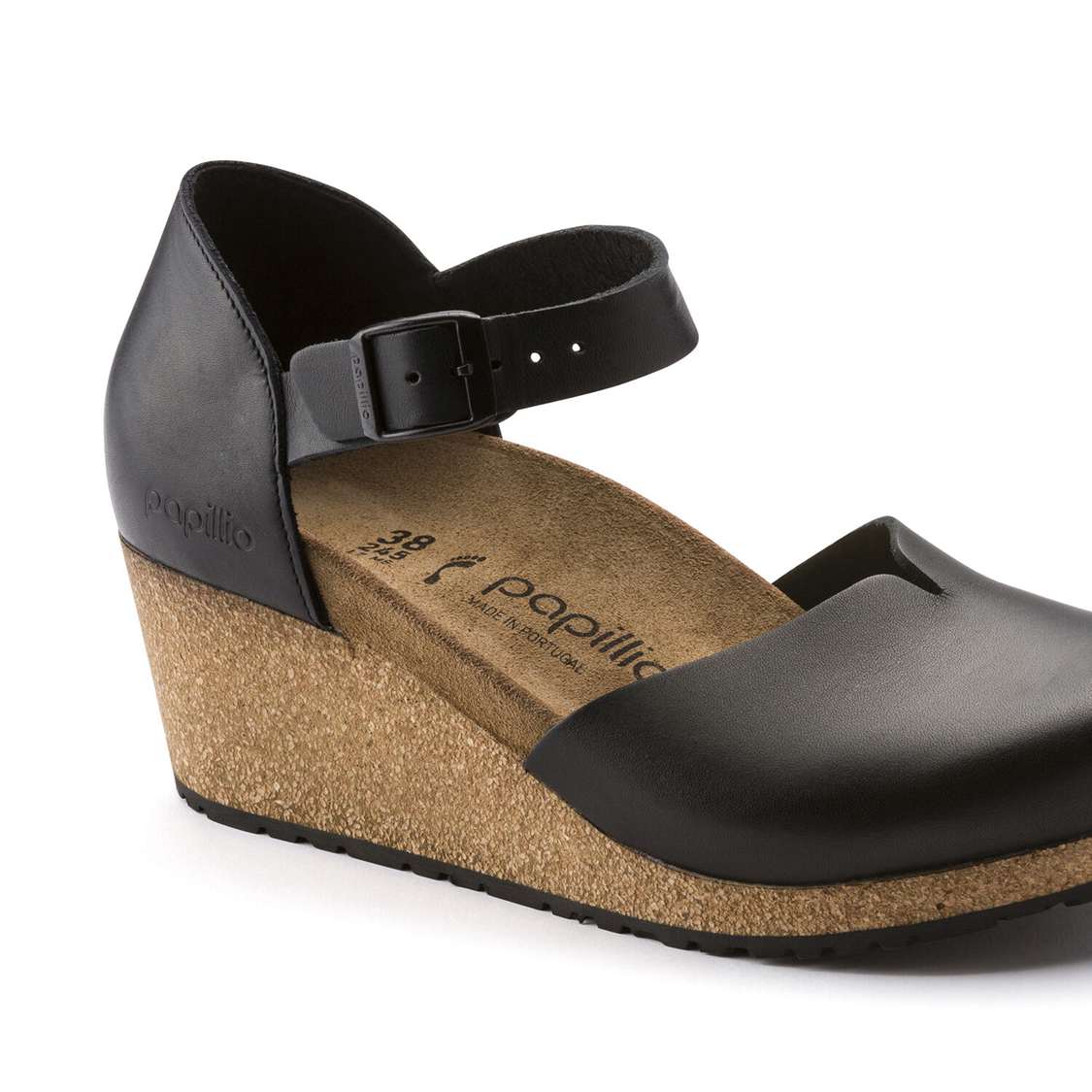 Birkenstock Mary Leather Wedges Sandals Black | CteN3wSfgfY