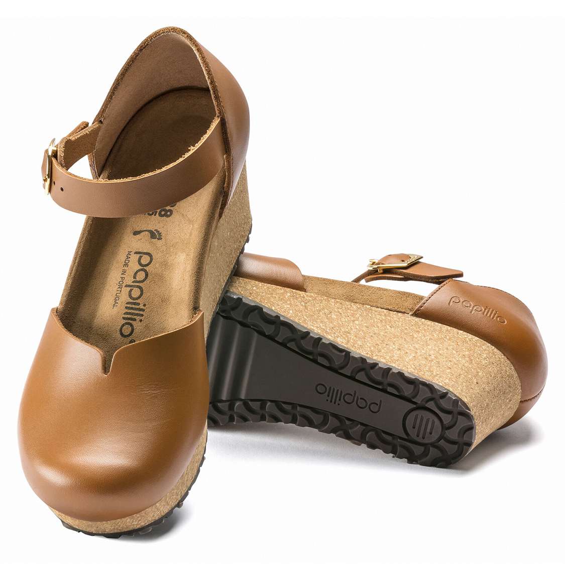 Birkenstock Mary Leather Wedges Sandals Brown | MN8frStftqa