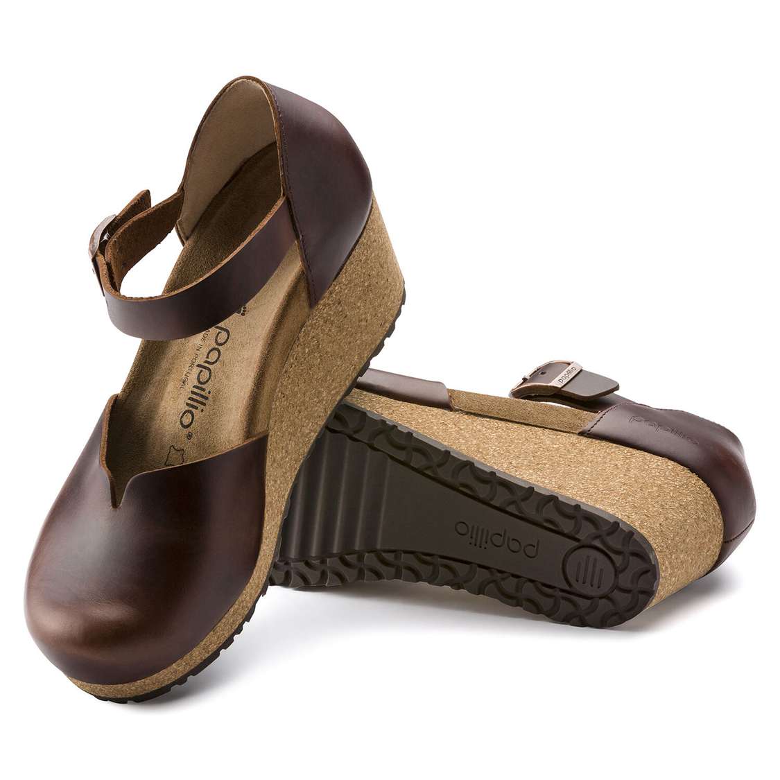 Birkenstock Mary Leather Wedges Sandals Brown | MUOAOVDcsNN