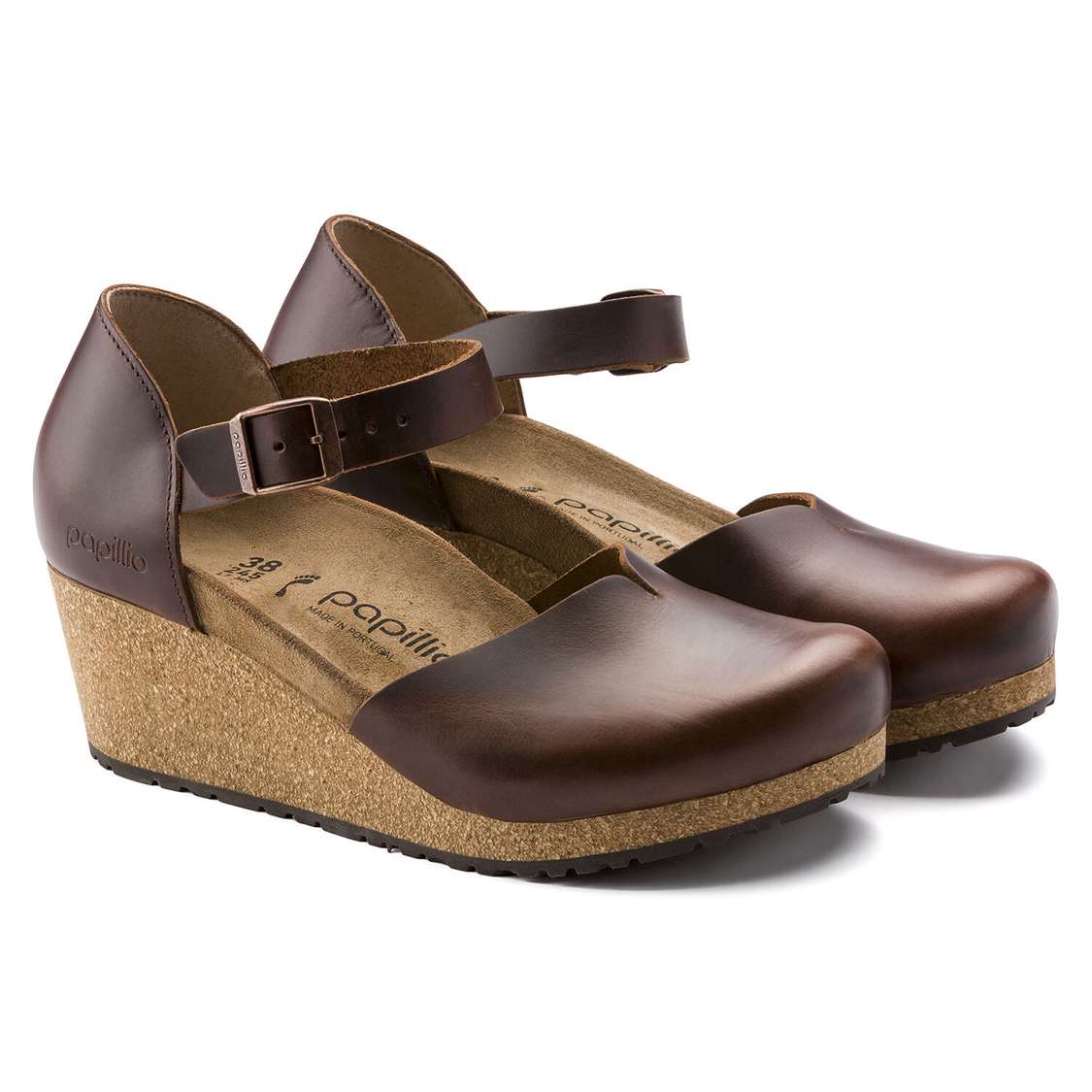 Birkenstock Mary Leather Wedges Sandals Brown | MUOAOVDcsNN