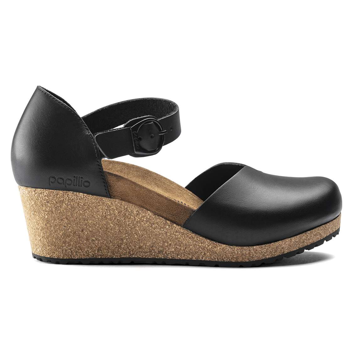 Birkenstock Mary Leather Wedges Sandals Black | dPPwbnY9slK