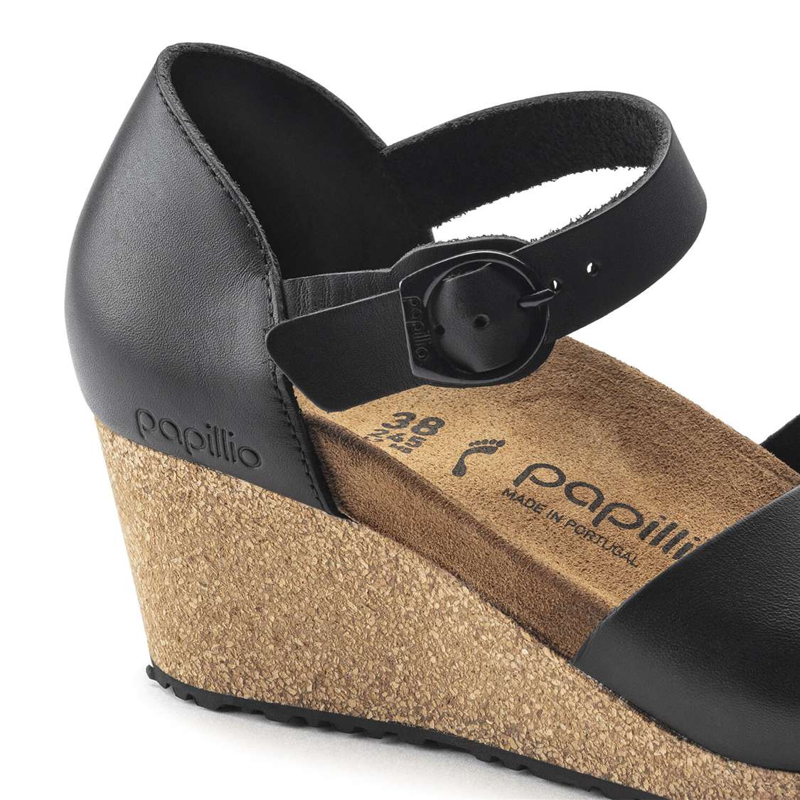 Birkenstock Mary Leather Wedges Sandals Black | dPPwbnY9slK