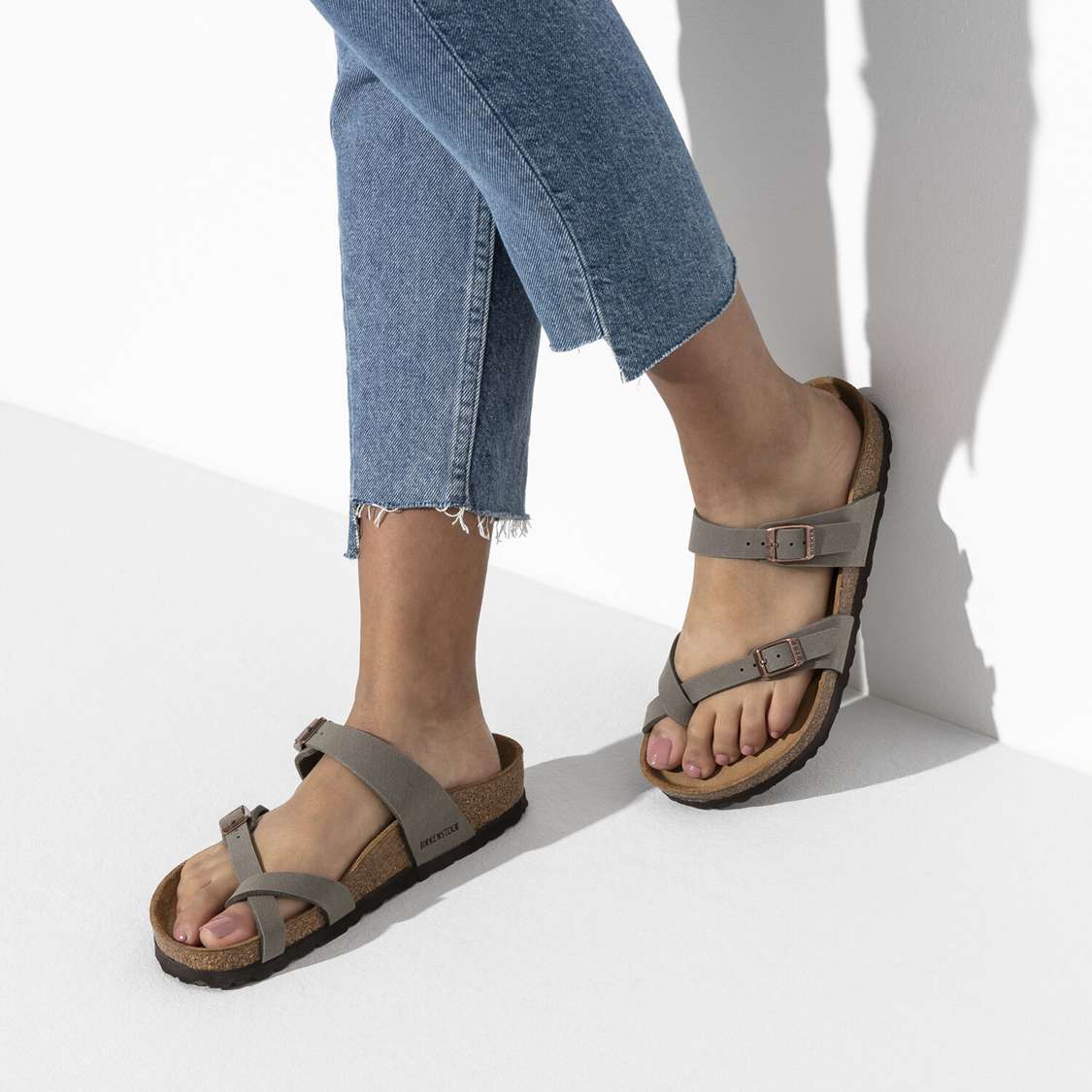 Birkenstock Mayari Birkibuc Multi Strap Sandals Grey | 3B62kuVZBeT