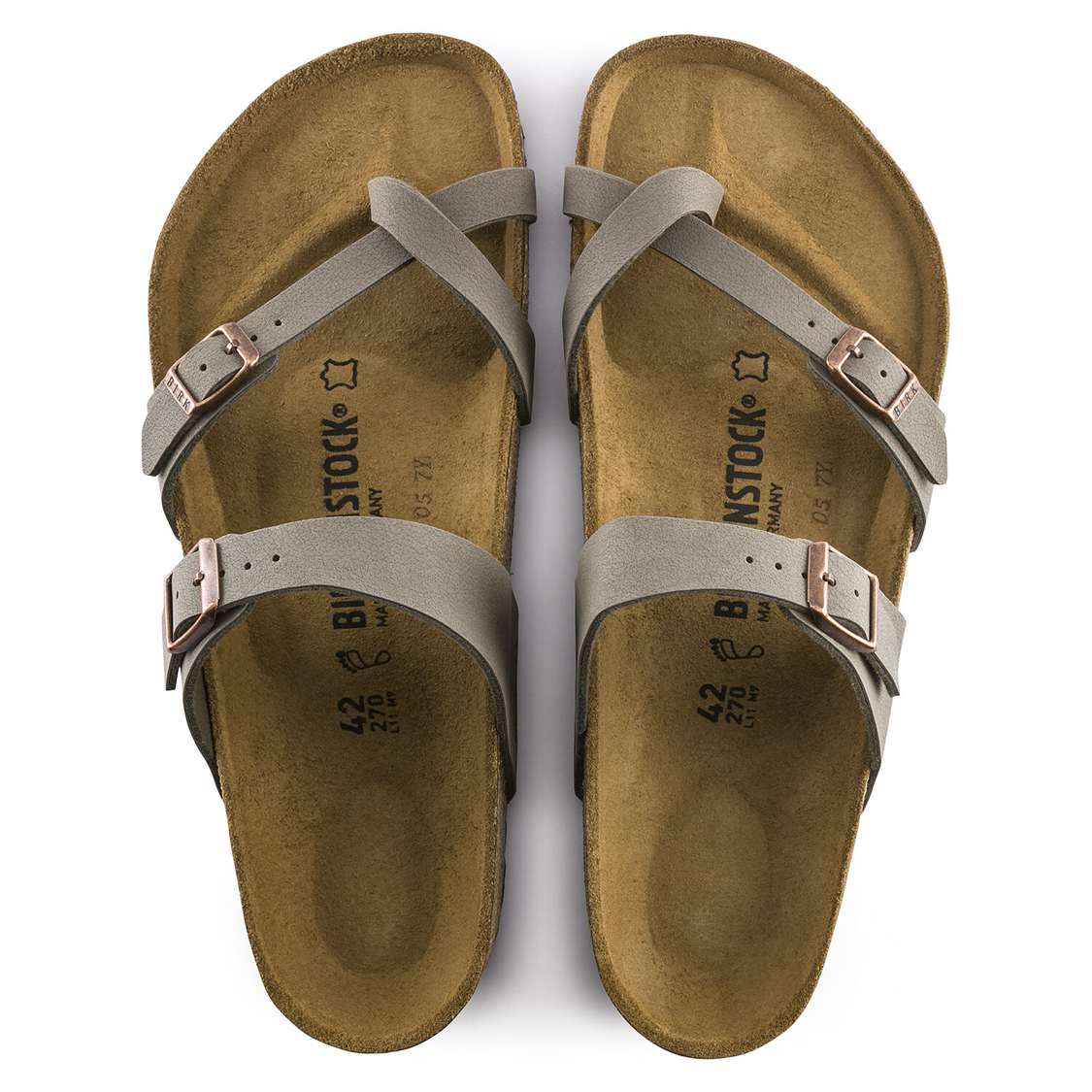 Birkenstock Mayari Birkibuc Multi Strap Sandals Grey | 3B62kuVZBeT