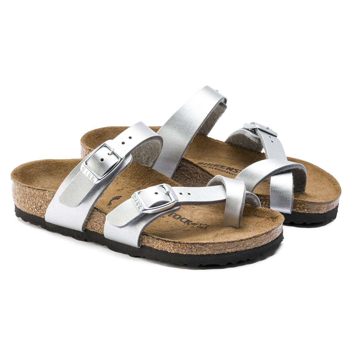 Birkenstock Mayari Birko-Flor Girls Sandals Silver | ihrfvb1E7rp