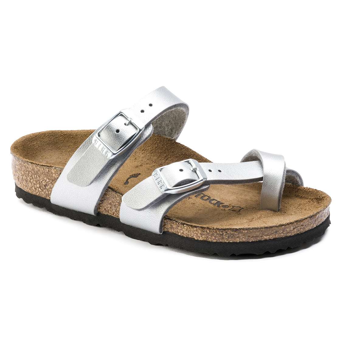 Birkenstock Mayari Birko-Flor Girls Sandals Silver | ihrfvb1E7rp