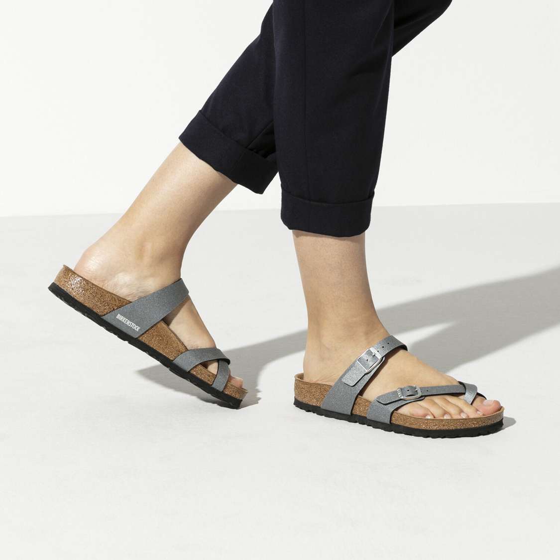 Birkenstock Mayari Birko-Flor Multi Strap Sandals Dark Grey | CRmvebC1aAE