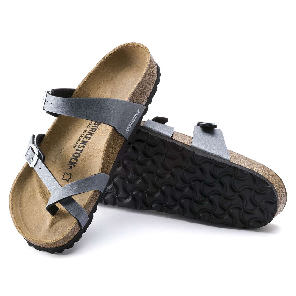 Birkenstock Mayari Birko-Flor Multi Strap Sandals Dark Grey | CRmvebC1aAE