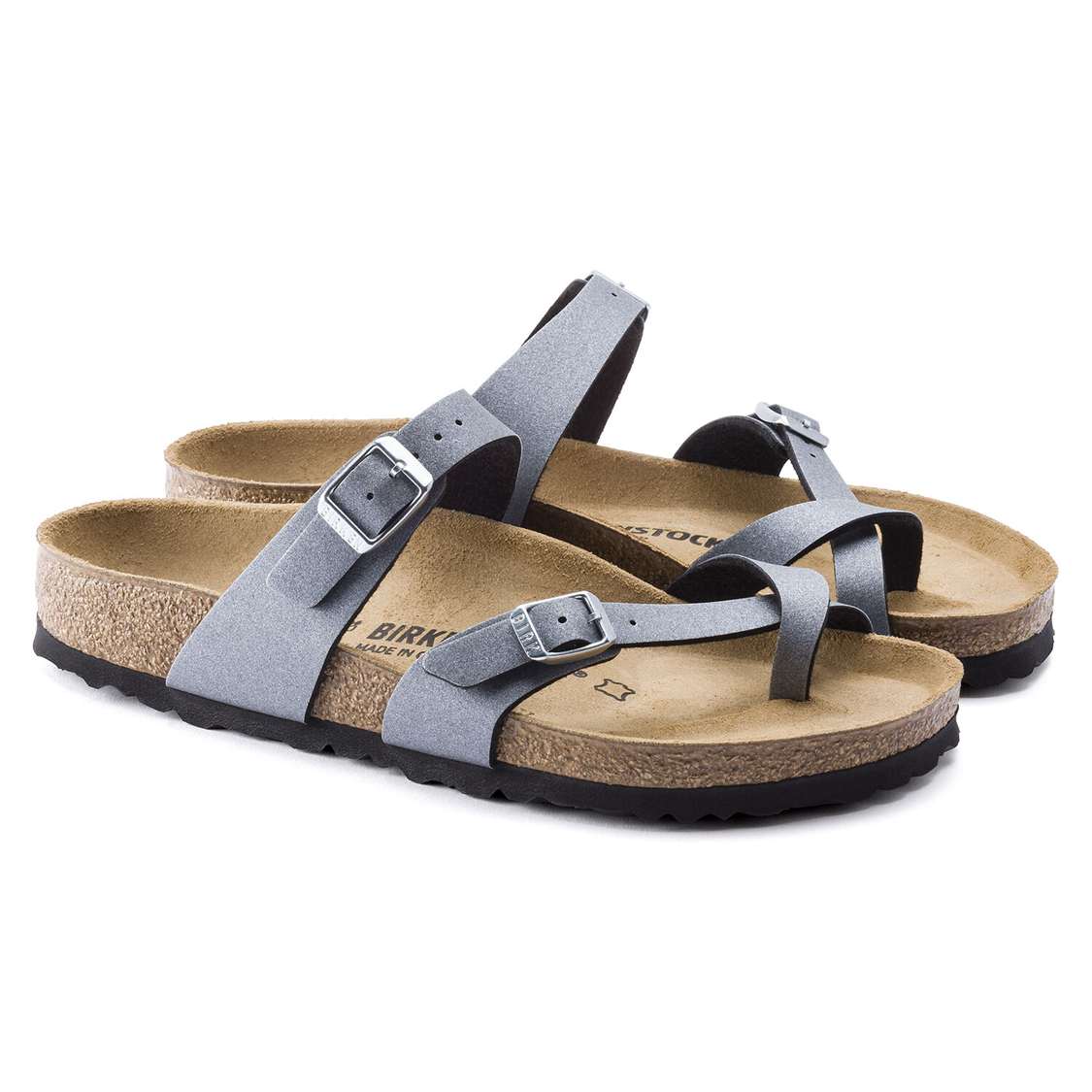 Birkenstock Mayari Birko-Flor Multi Strap Sandals Dark Grey | CRmvebC1aAE