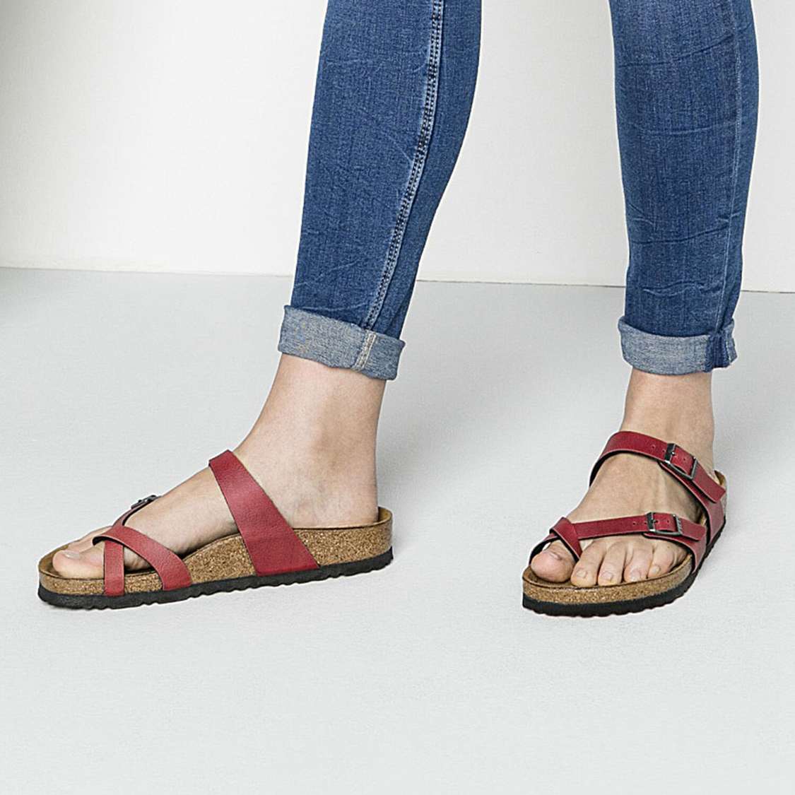 Birkenstock Mayari Birko-Flor Multi Strap Sandals Burgundy | Uv8ahMLt3hf