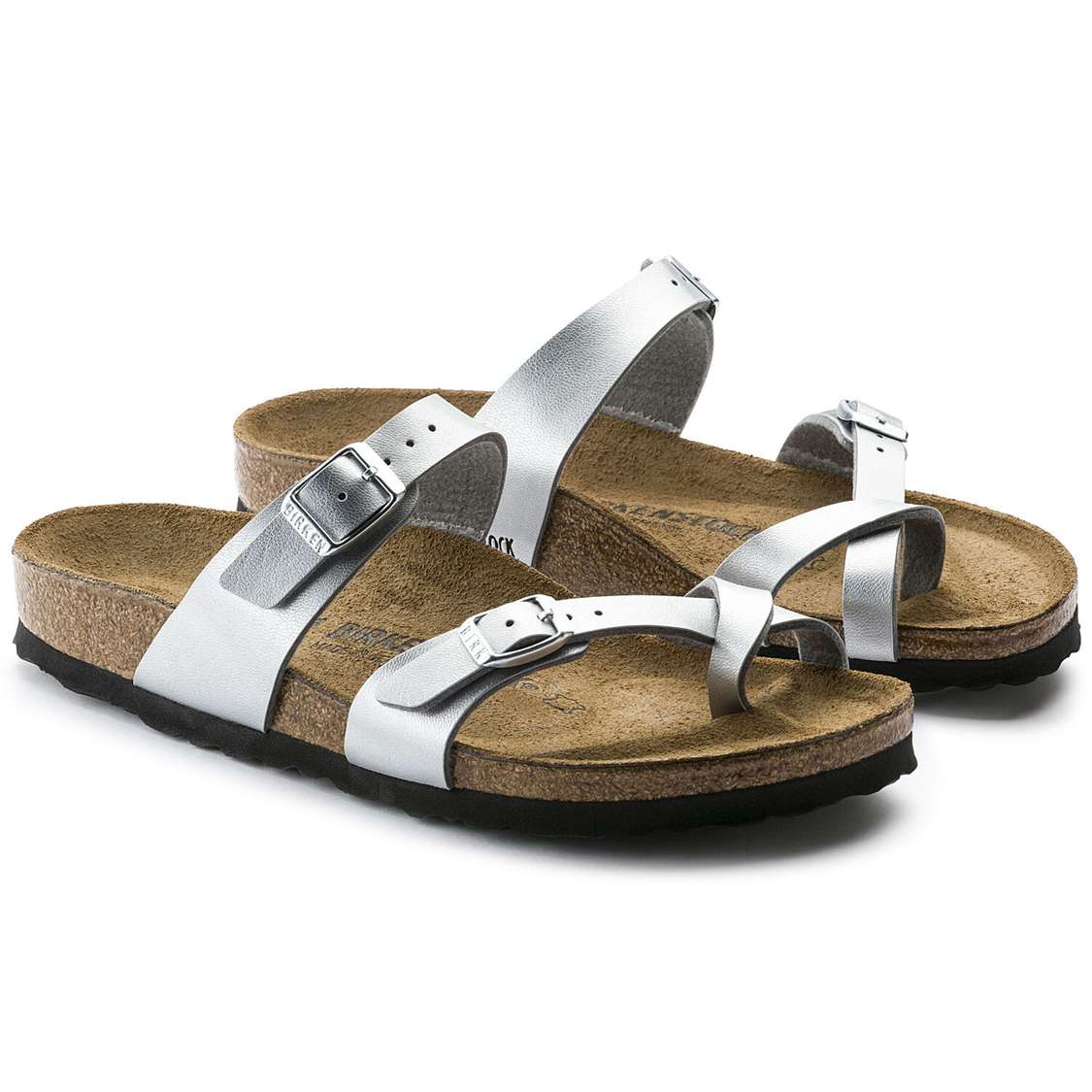 Birkenstock Mayari Birko-Flor Multi Strap Sandals Silver | dzCf3v9sPNq