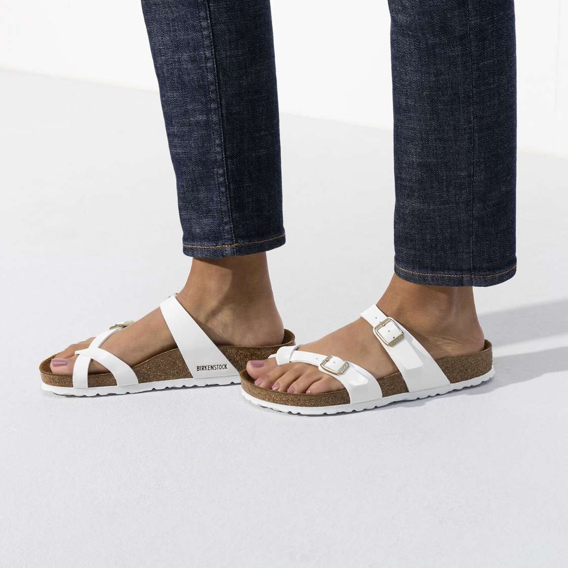 Birkenstock Mayari Birko-Flor Patent Multi Strap Sandals White | otx4cVDRe8z