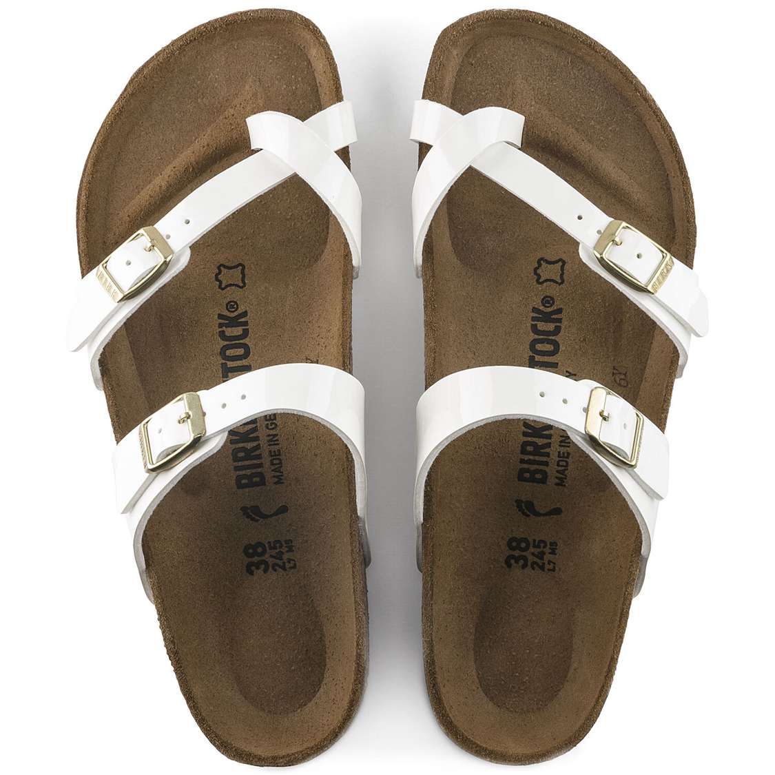 Birkenstock Mayari Birko-Flor Patent Multi Strap Sandals White | otx4cVDRe8z