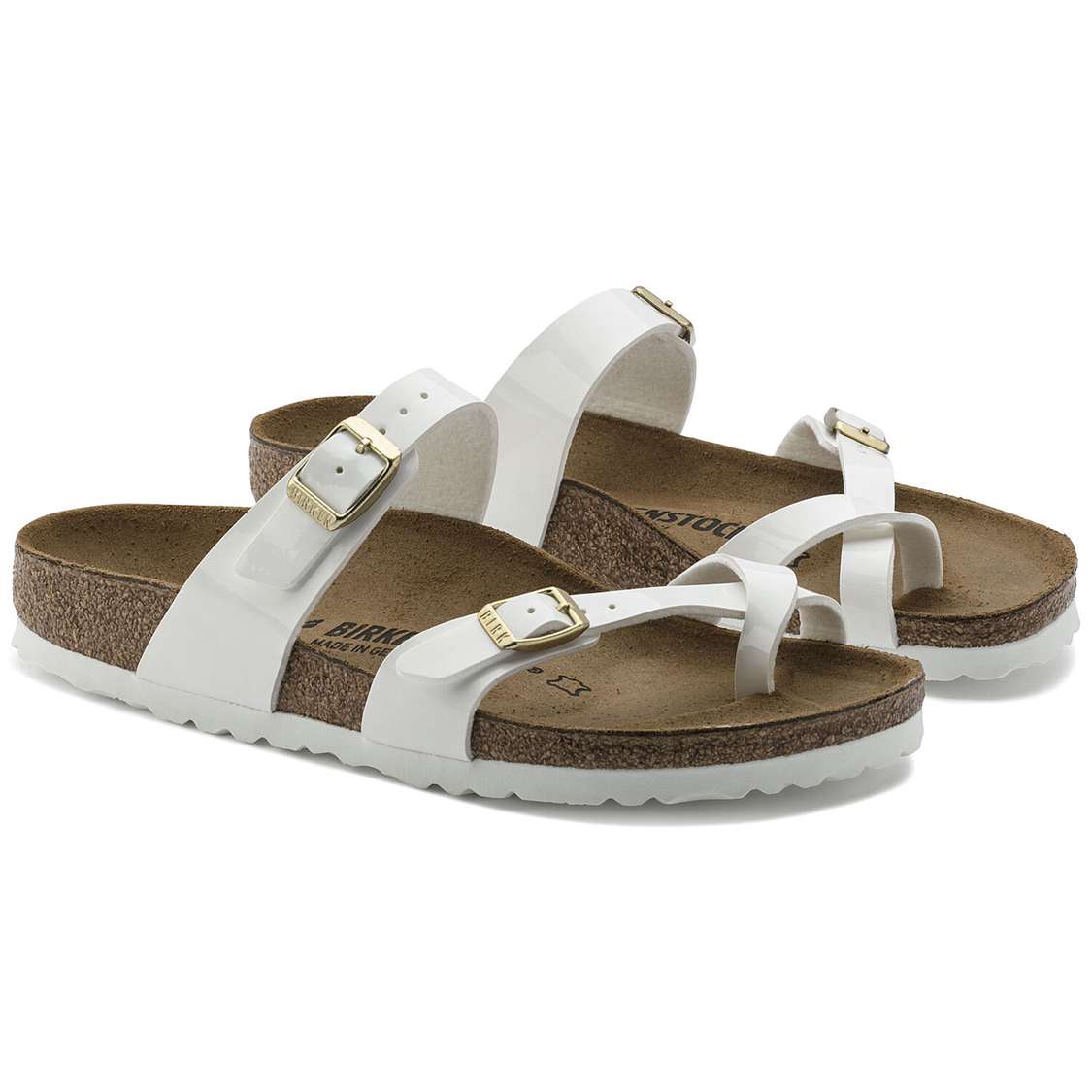 Birkenstock Mayari Birko-Flor Patent Multi Strap Sandals White | otx4cVDRe8z