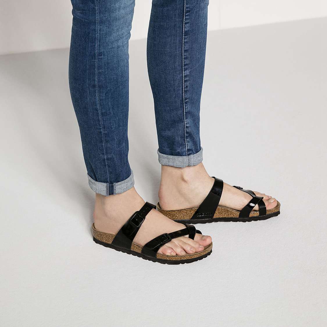 Birkenstock Mayari Birko-Flor Patent Multi Strap Sandals Black | vTeiSFGMreS