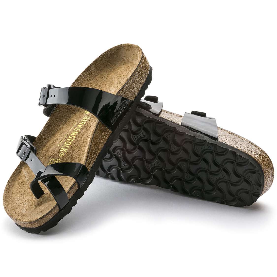 Birkenstock Mayari Birko-Flor Patent Multi Strap Sandals Black | vTeiSFGMreS