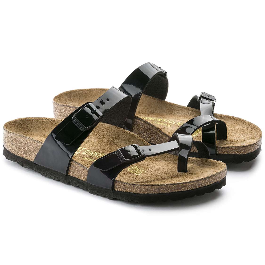 Birkenstock Mayari Birko-Flor Patent Multi Strap Sandals Black | vTeiSFGMreS