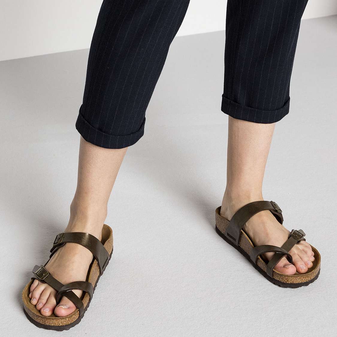 Birkenstock Mayari Birko-Flor Two Strap Sandals Gold Brown | XcJlsw7RIME