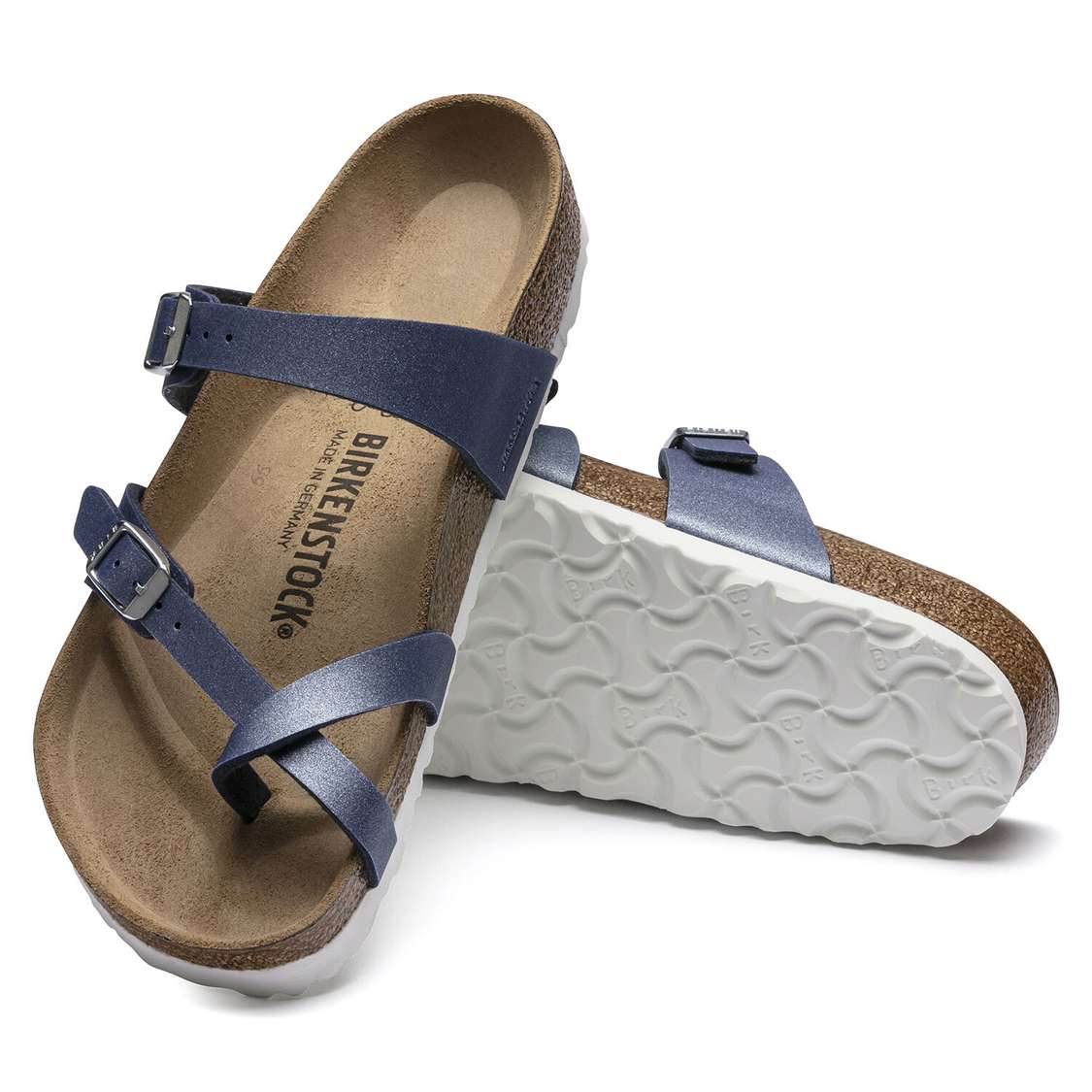 Birkenstock Mayari Birko-Flor Two Strap Sandals AZURE Blue | oZc4Og5kHlx