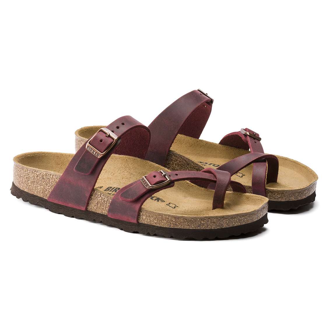 Birkenstock Mayari Oiled Leather Multi Strap Sandals Red | icQVRdiPl7q