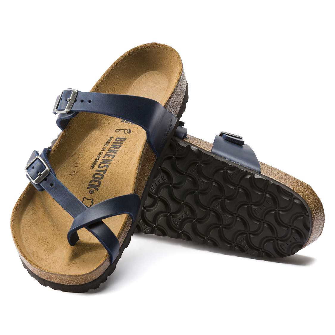 Birkenstock Mayari Oiled Leather Multi Strap Sandals Blue | phNPxQUbCoi