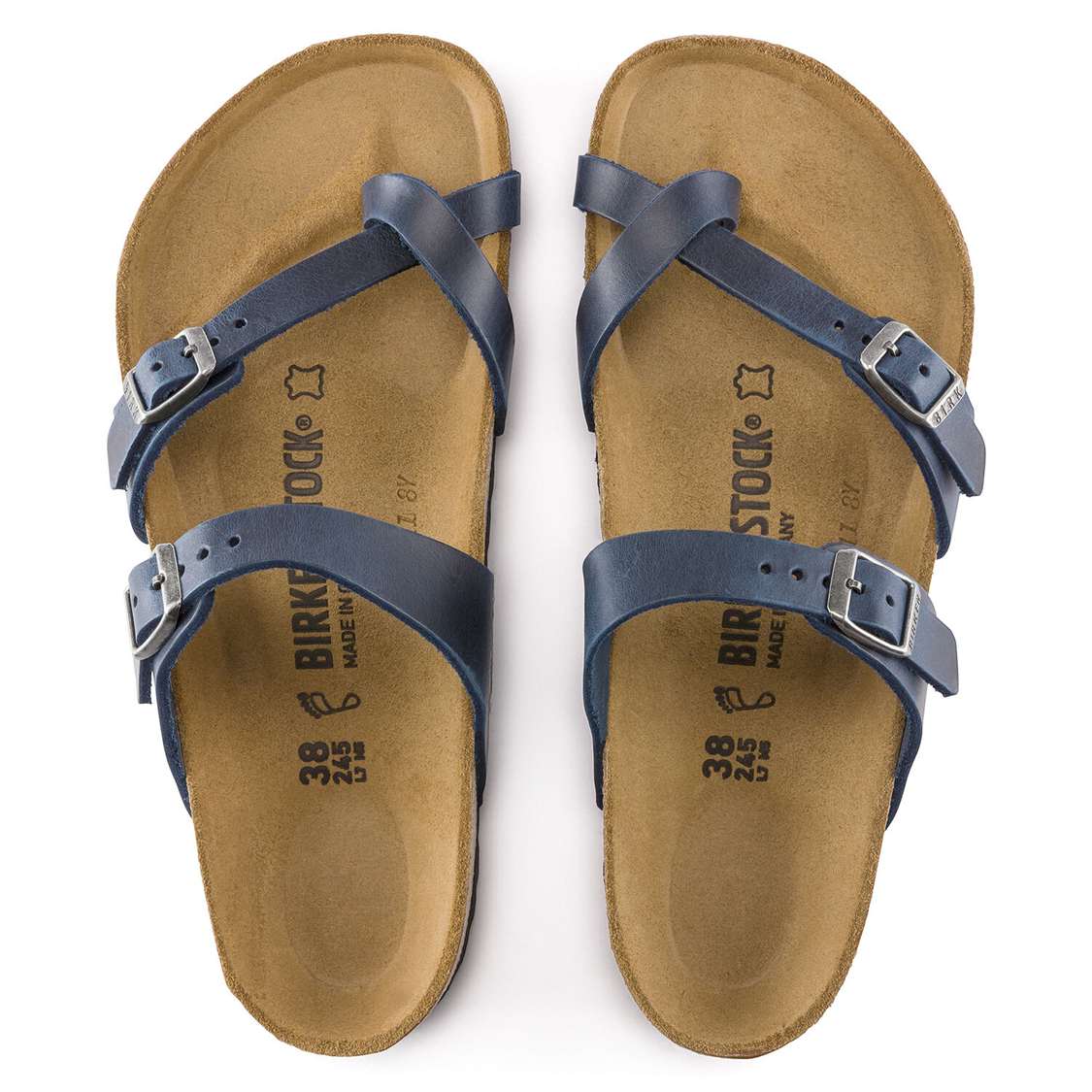 Birkenstock Mayari Oiled Leather Multi Strap Sandals Blue | phNPxQUbCoi