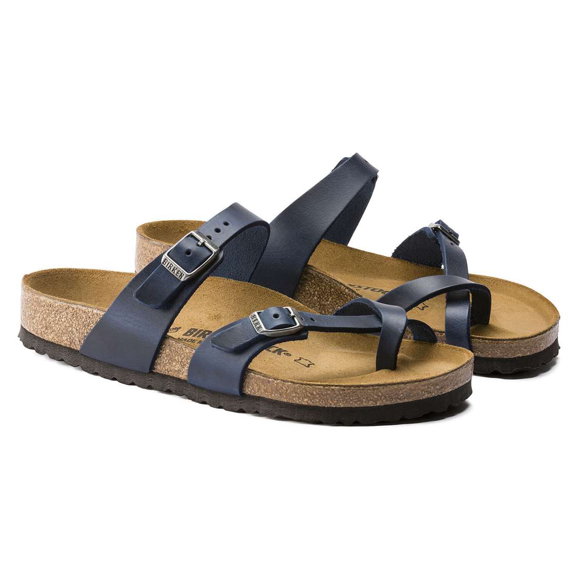 Birkenstock Mayari Oiled Leather Multi Strap Sandals Blue | phNPxQUbCoi