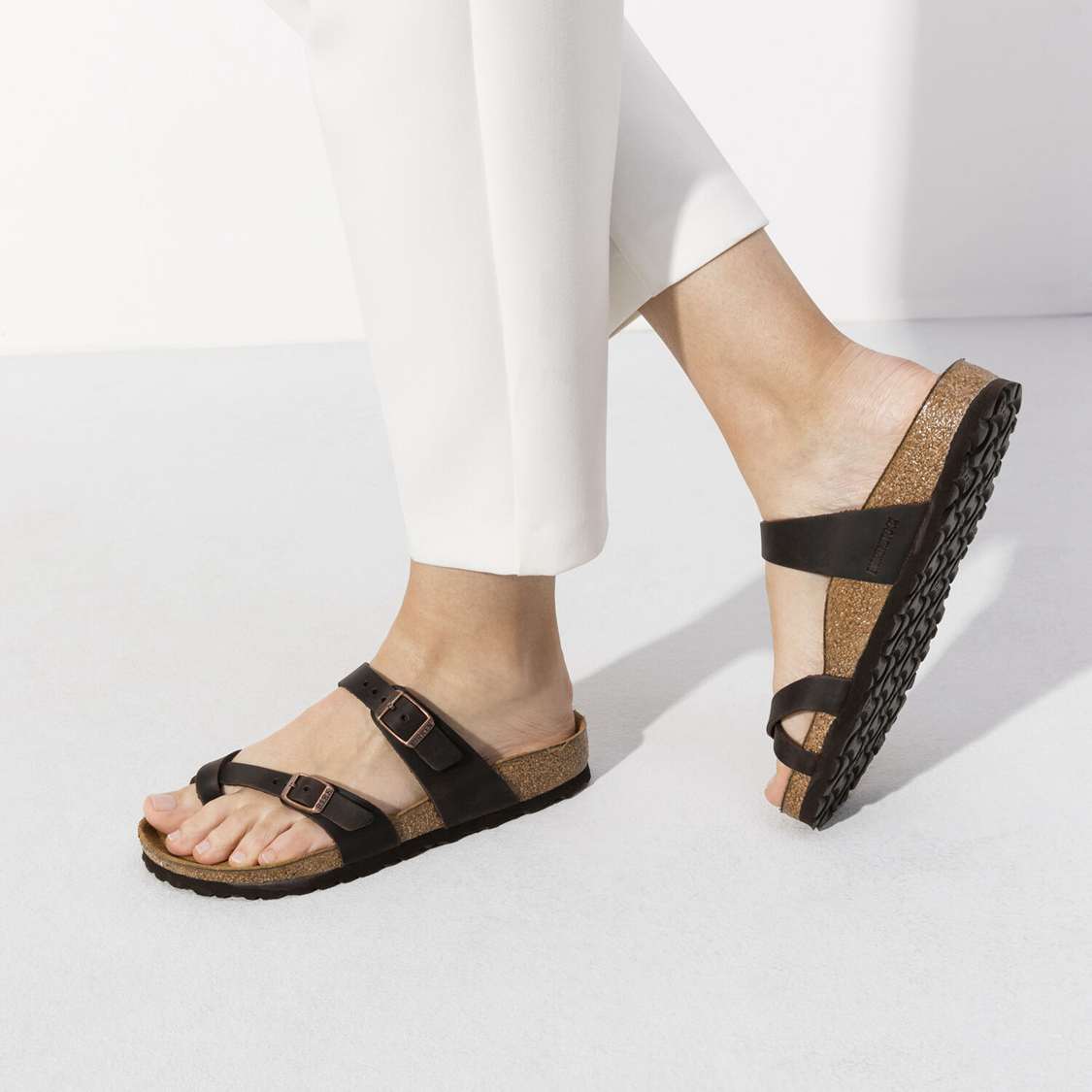 Birkenstock Mayari Oiled Leather Two Strap Sandals Brown | LnpeEyFvXd8