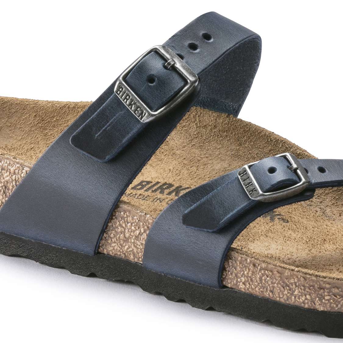 Birkenstock Mayari Oiled Leather Two Strap Sandals Blue | fOOrihb2rMC