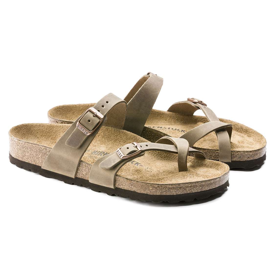 Birkenstock Mayari Oiled Leather Two Strap Sandals Brown | jse78UYF57o