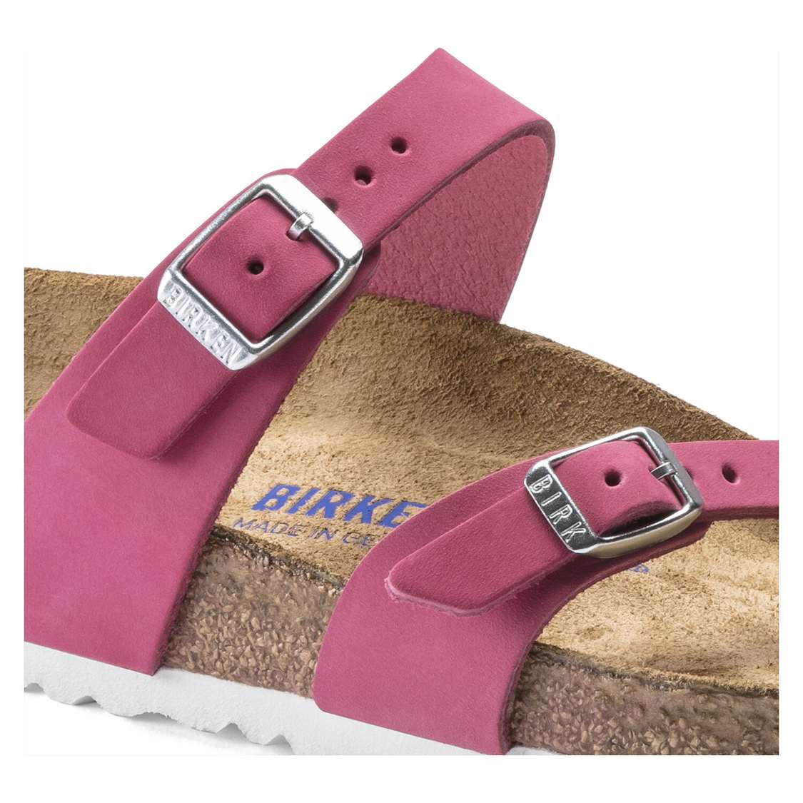 Birkenstock Mayari Soft Footbed Nubuck Leather Two Strap Sandals Fuchsia | 6Y45hZBytFs