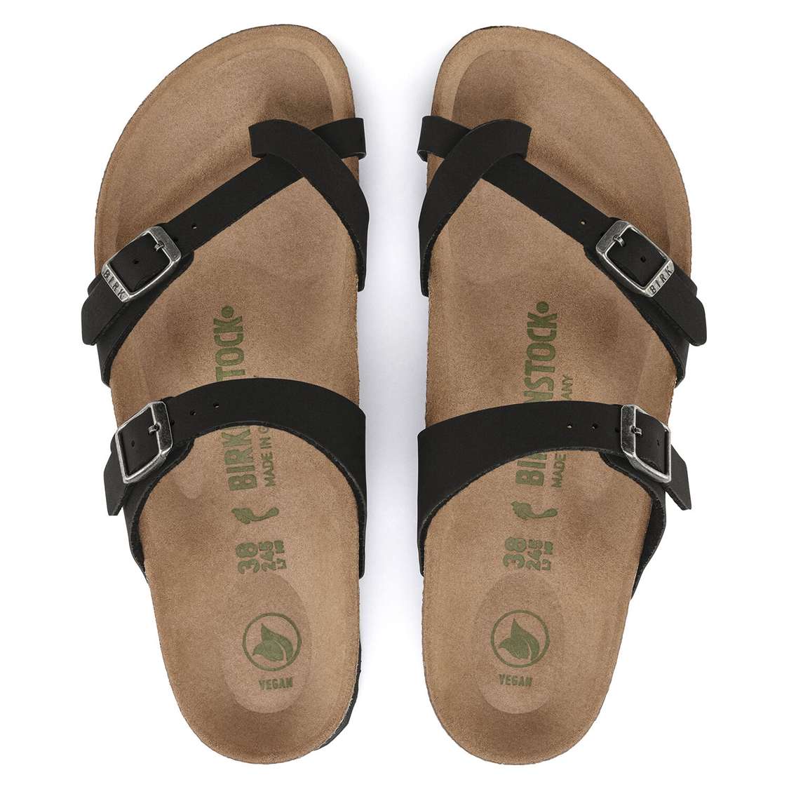 Birkenstock Mayari Vegan Birkibuc Multi Strap Sandals Black | 1A4IeuSUDyW