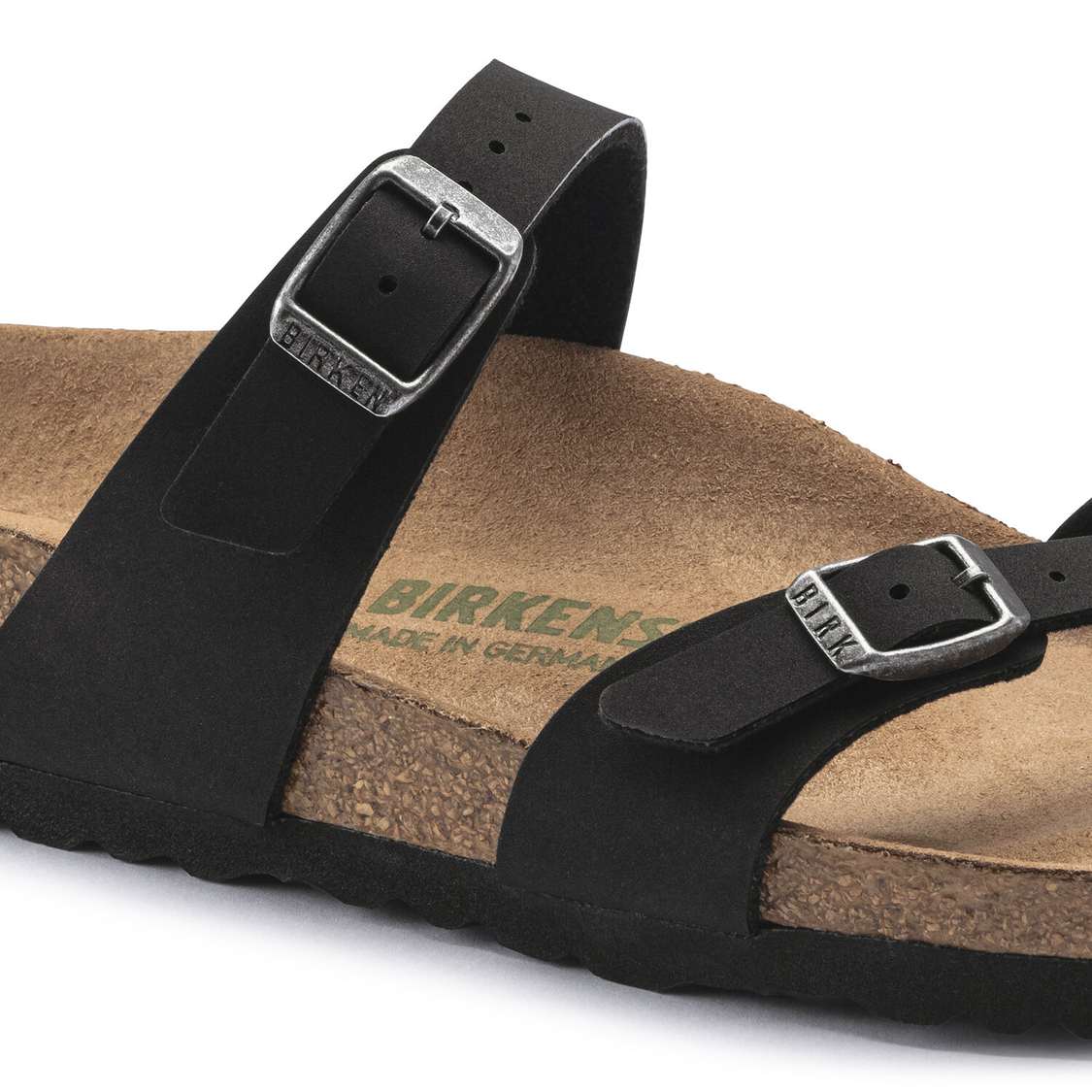 Birkenstock Mayari Vegan Birkibuc Multi Strap Sandals Black | 1A4IeuSUDyW