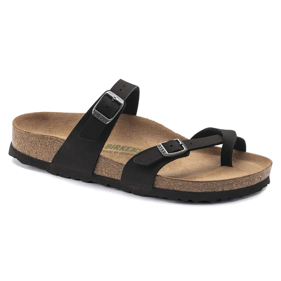 Birkenstock Mayari Vegan Birkibuc Multi Strap Sandals Black | 1A4IeuSUDyW